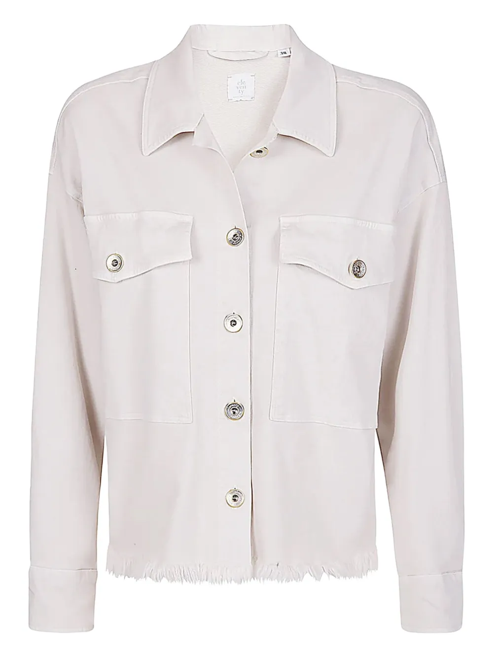 Eleventy frayed-hem pocket shirt Beige
