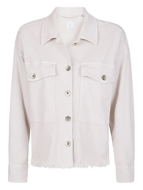 Eleventy frayed-hem pocket shirt
