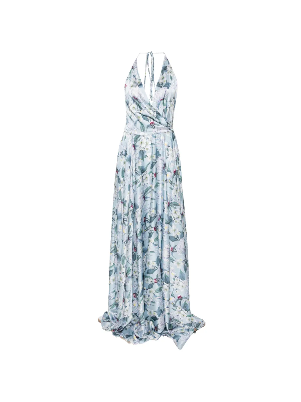 GIADA CURTI robe longue fleurie à épaules dénudées - Bleu