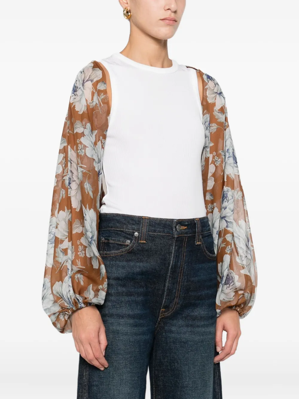  Giada Curti Floral-print Jacket - Brown 