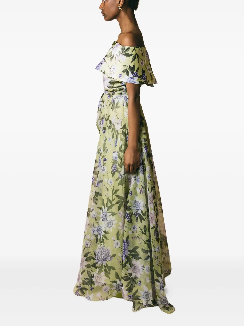 GIADA CURTI off-shoulder floral-print maxi dress - Groen