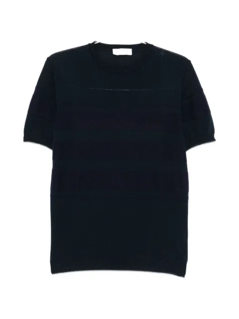 Jeordie's striped short-sleeve knitted cotton T-shirt 