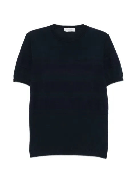 Jeordie's striped short-sleeve knitted cotton T-shirt 