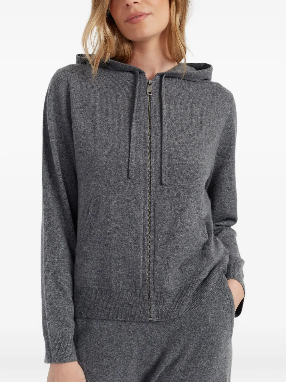 Chinti & Parker Zip-front Cashmere Hoodie In Gray