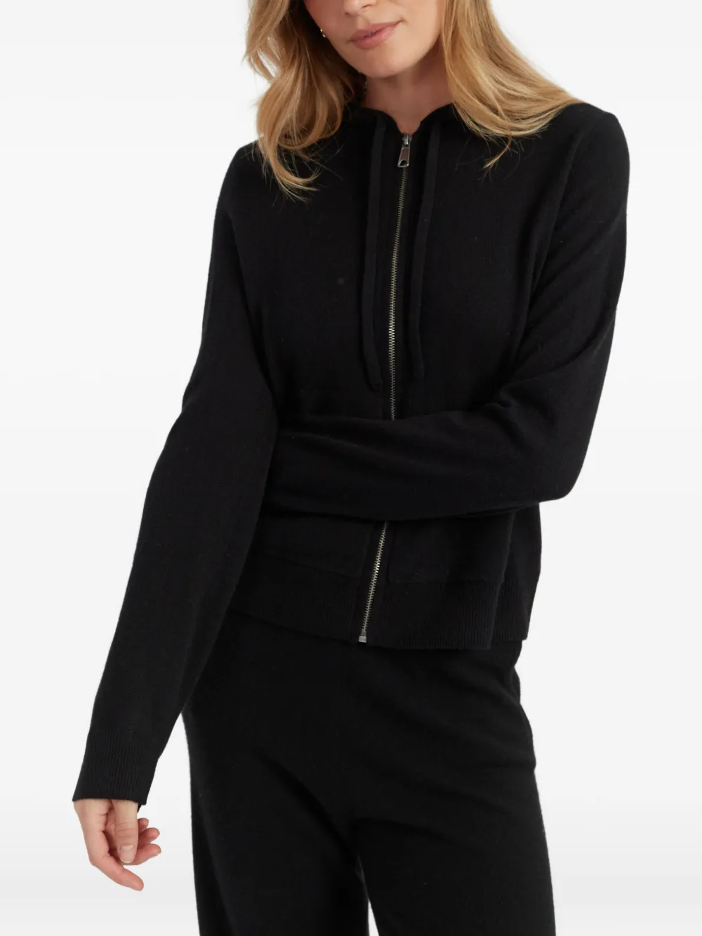 Chinti & Parker Cashmere Zip Hoodie In Black
