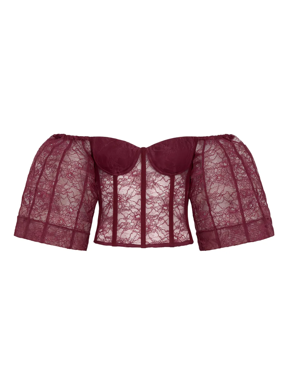 Hellessy Morrison lace puff-sleeve bustier | Red | Image 1