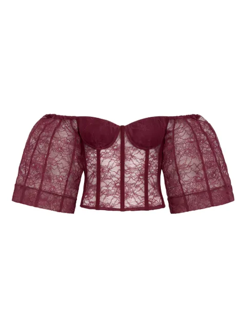 Hellessy Morrison lace puff-sleeve bustier