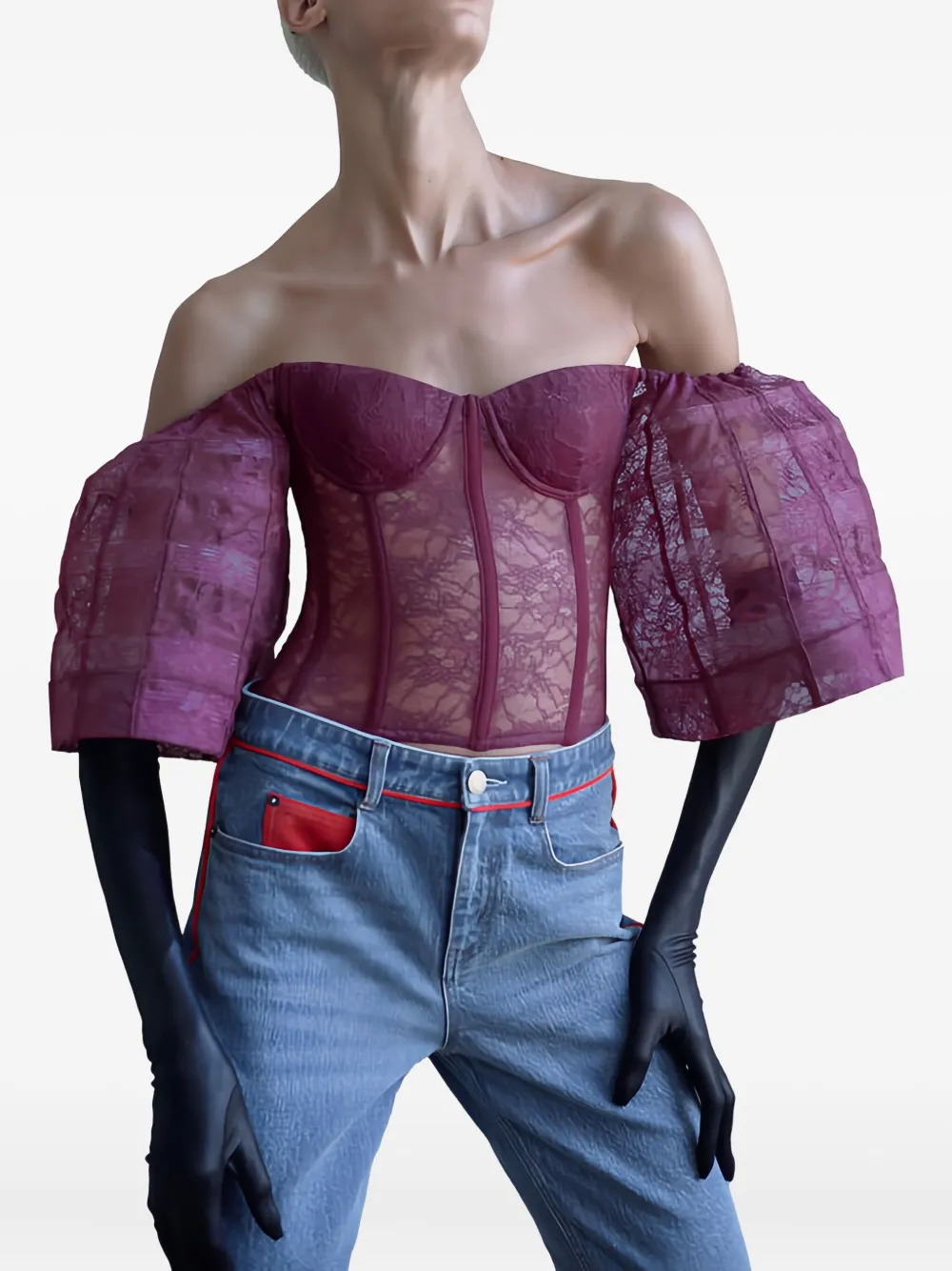 Hellessy Morrison bustier met pofmouwen - Rood
