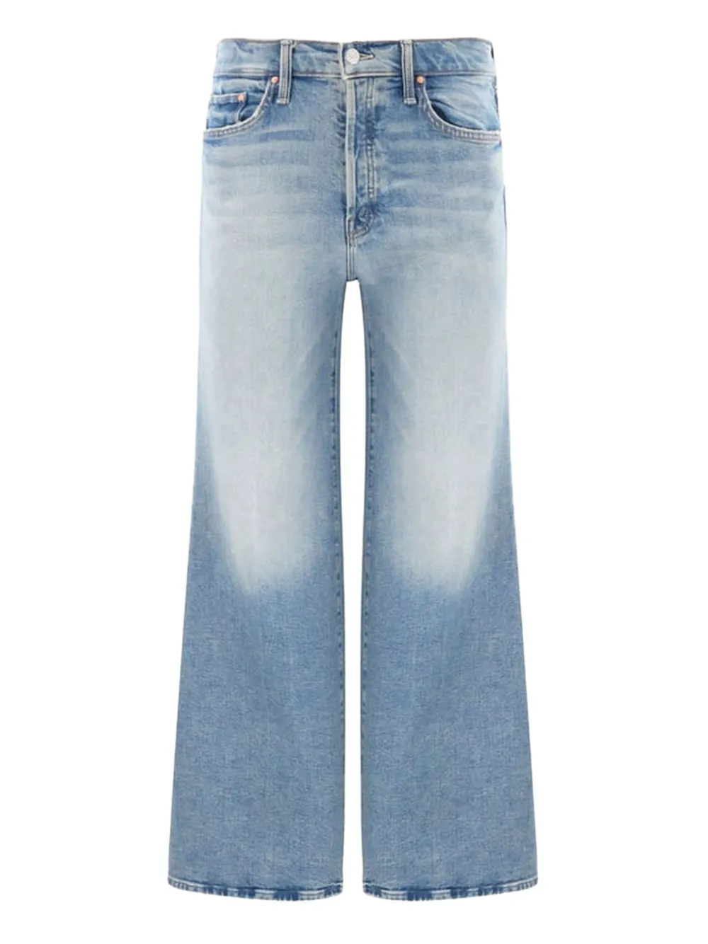 Mother Wide-leg Jeans With Faded Wash And Contrast Stitching In Blue