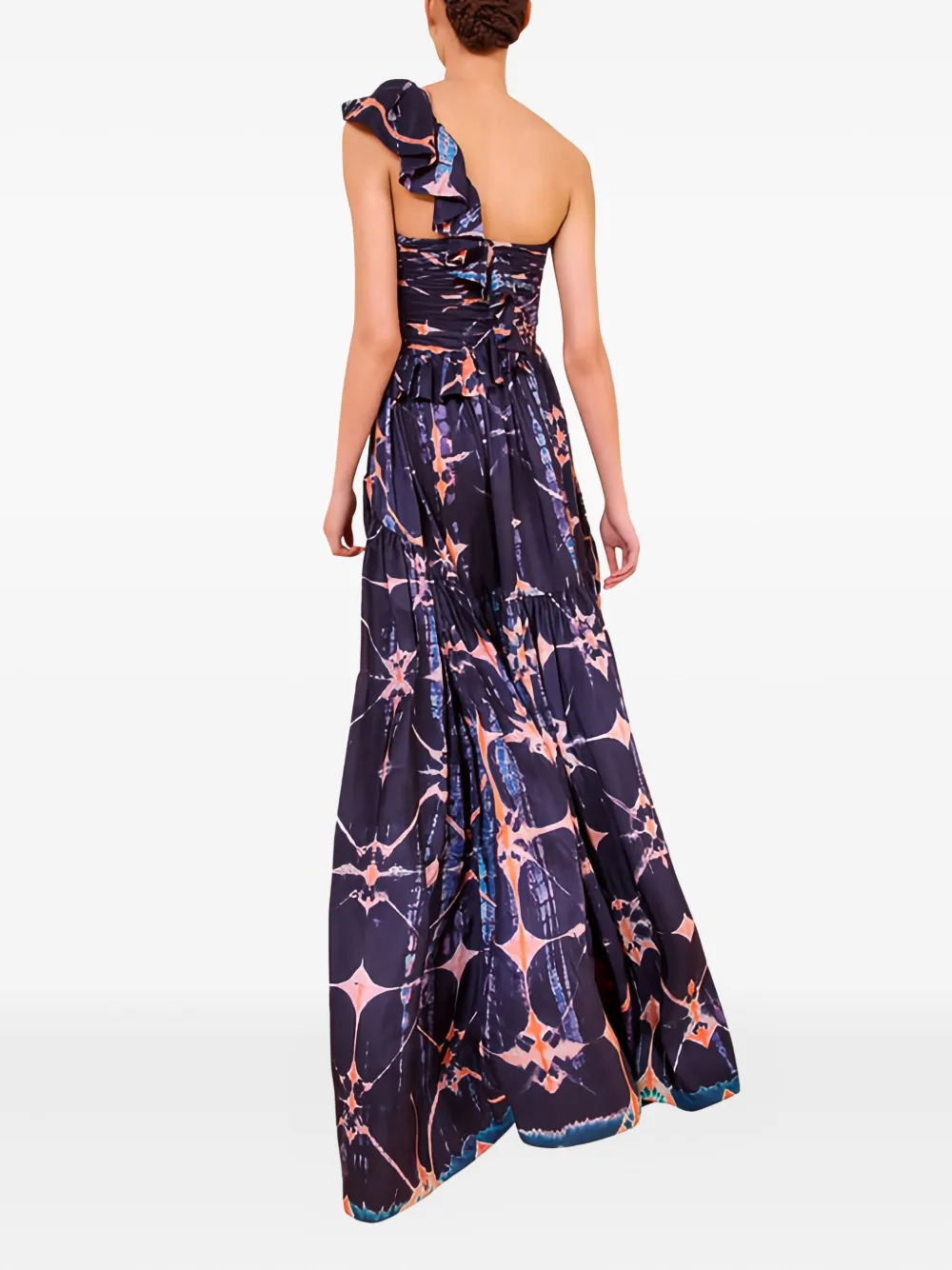 Ulla Johnson Valeria asymmetrische maxi-jurk met ruches Blauw