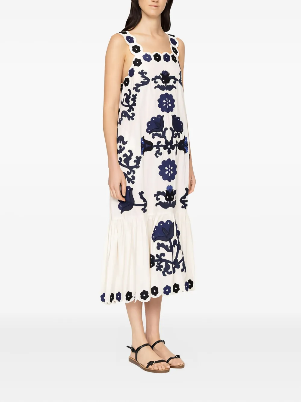 Sea Catrine midi-jurk met bloemenpatch - Wit