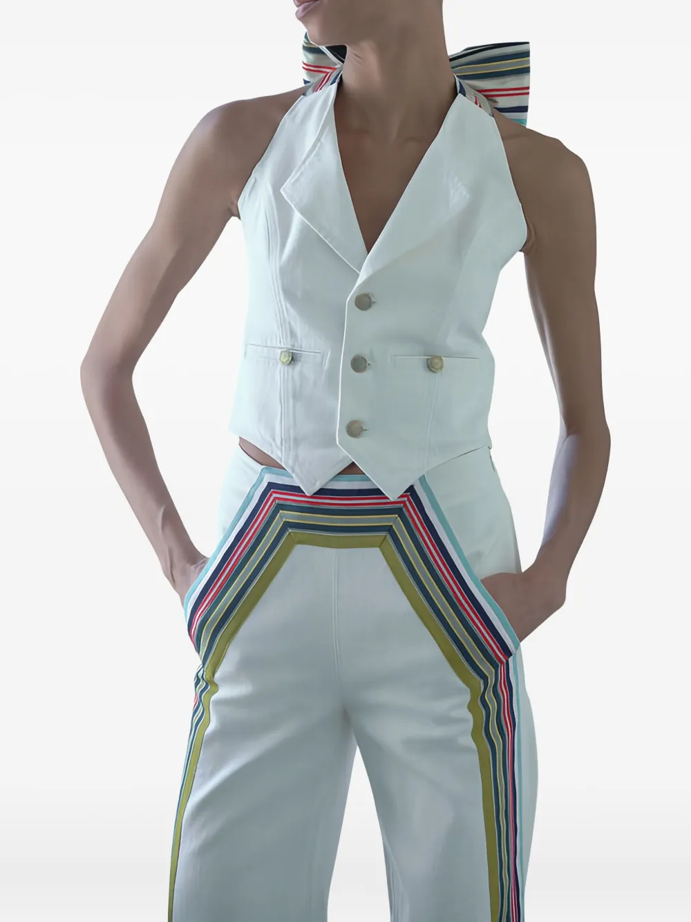 Hellessy Hal stripe-detail halter-neck vest | Vests & Tank Tops | Image 2