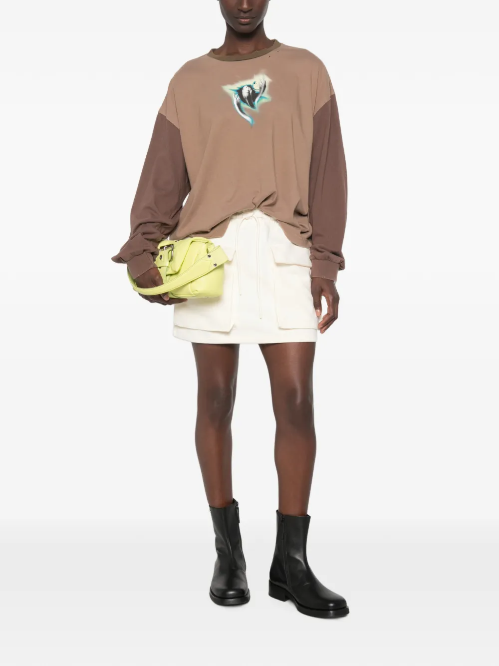 MSGM Mini-rok met trekkoord Beige