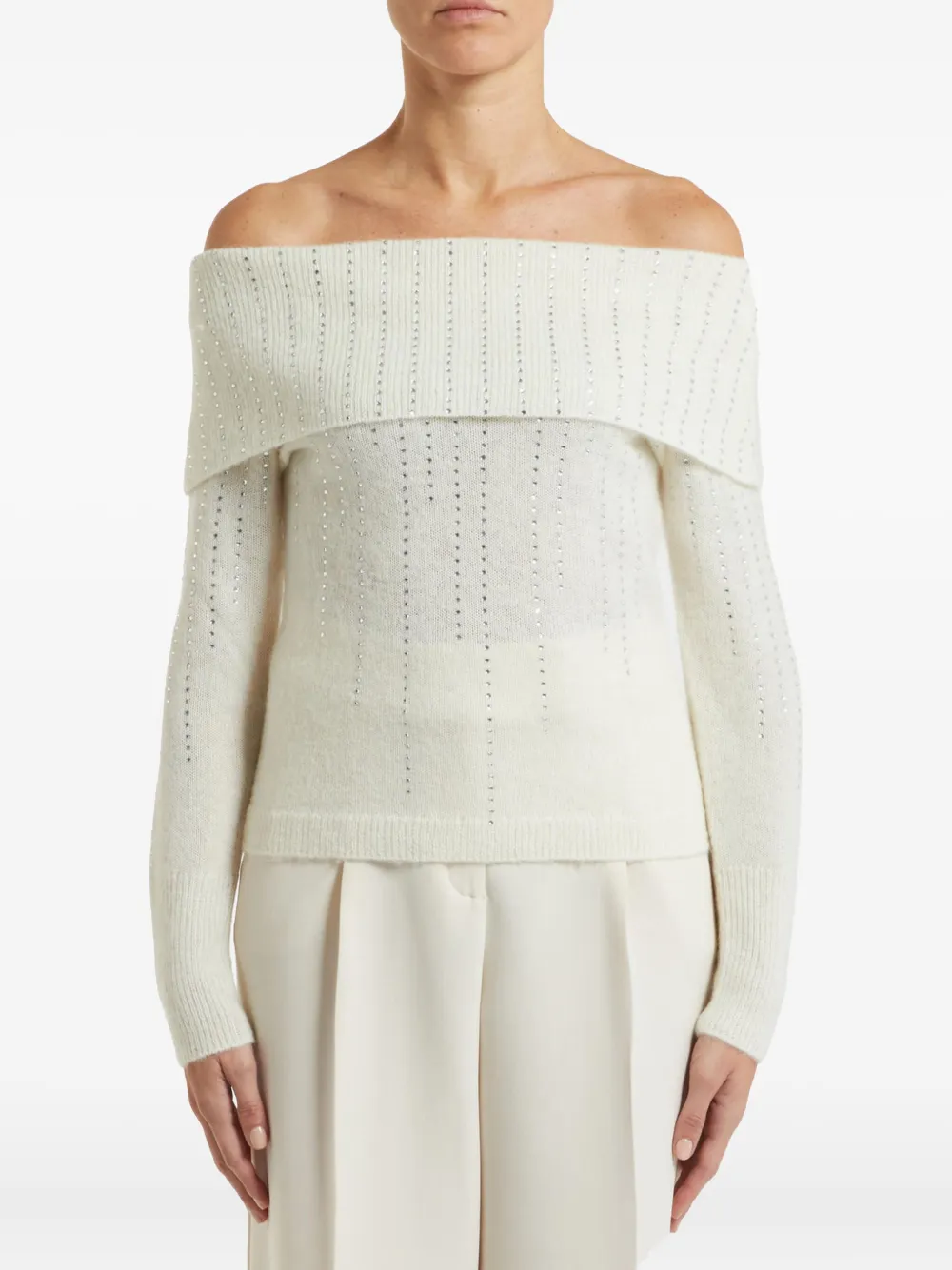 Pennyblack off-shoulder embellished sweater Wit