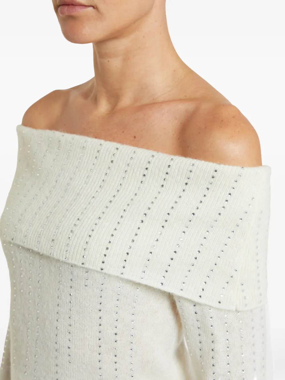 Pennyblack off-shoulder embellished sweater Wit