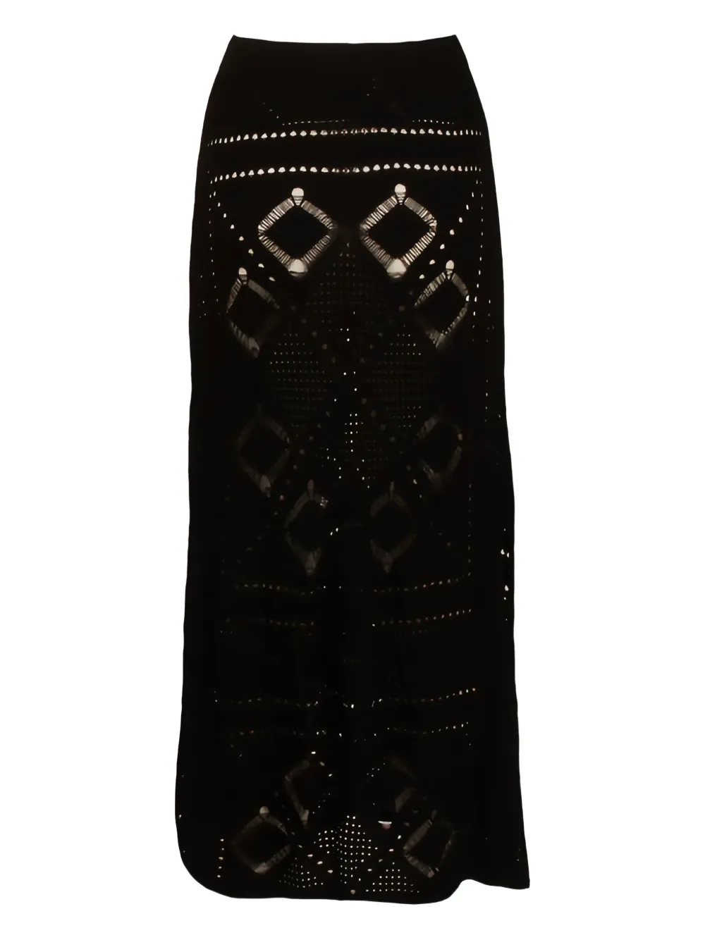 Akep Crochet-pattern Midi Skirt In Black