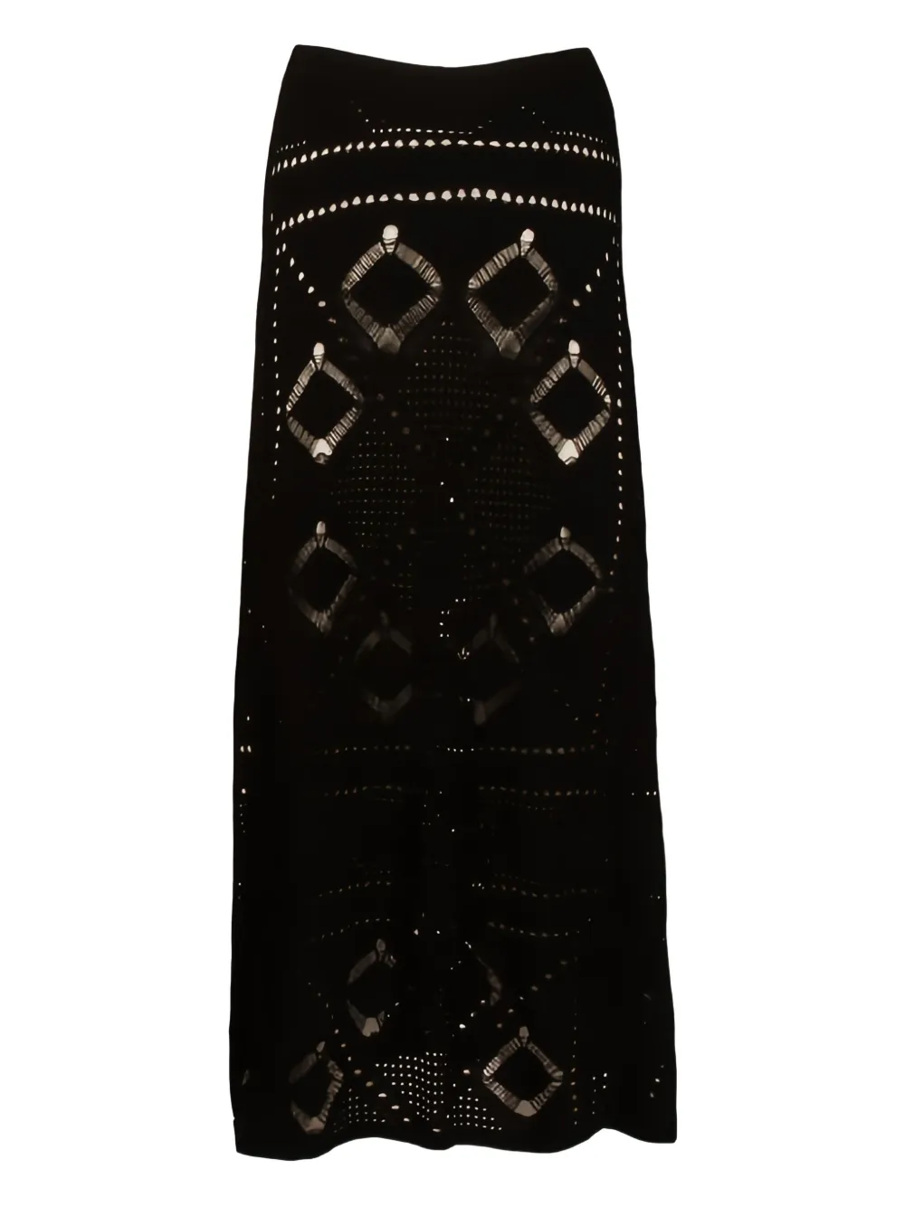 Akep Crochet-pattern Midi Skirt In Black