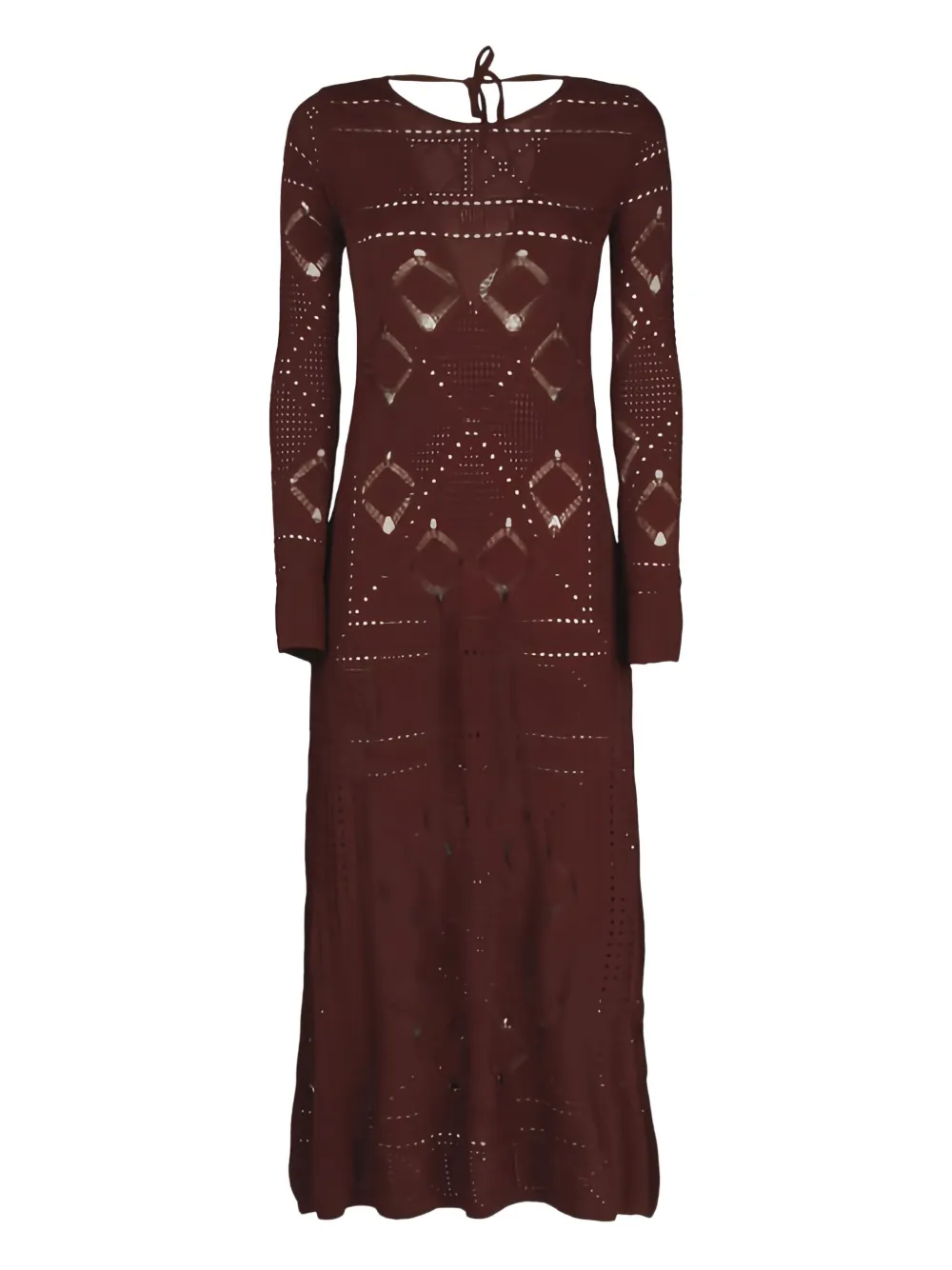 Akep Crochet-knit Maxi Dress In Brown