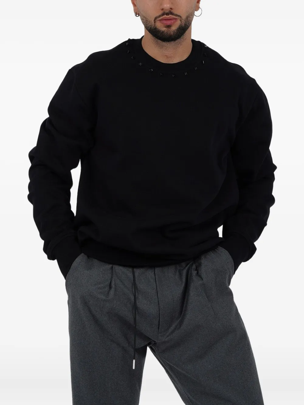 YES LONDON neck-embellished sweatshirt - Zwart
