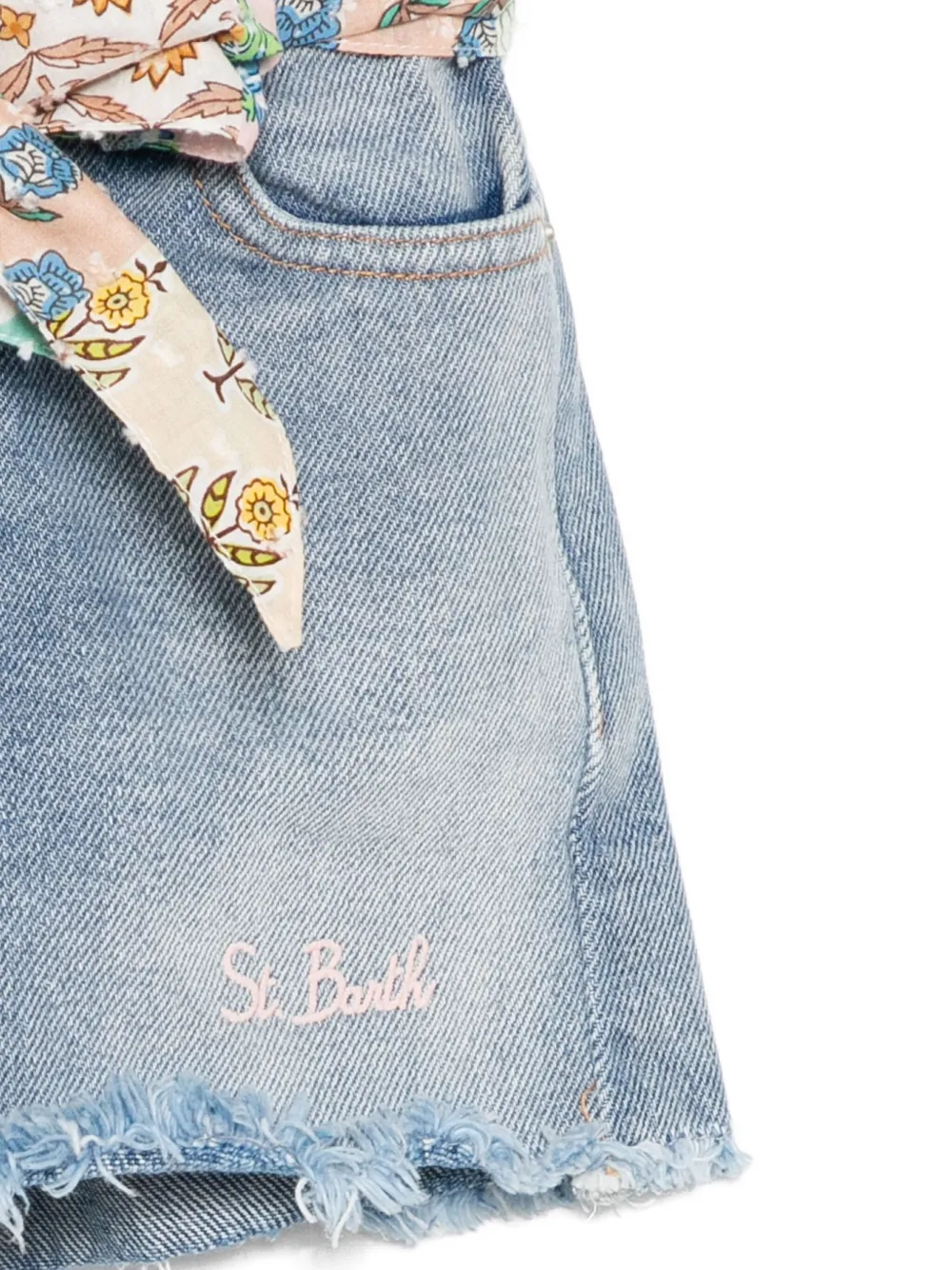 MC2 Saint Barth Kids Spijkershorts met geborduurd logo Blauw