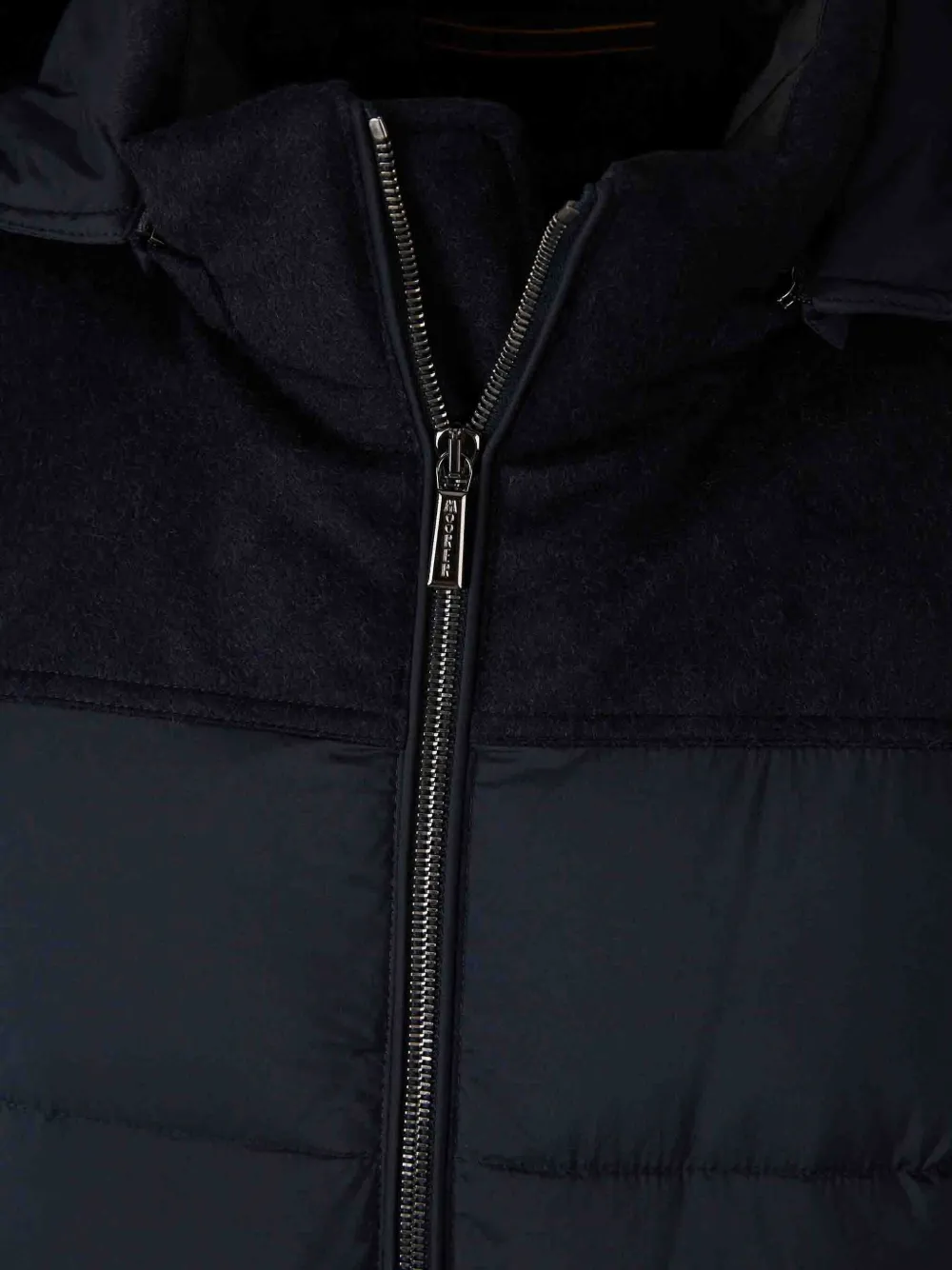 Moorer Allori gewatteerd jack met gebreide mouwen Blauw