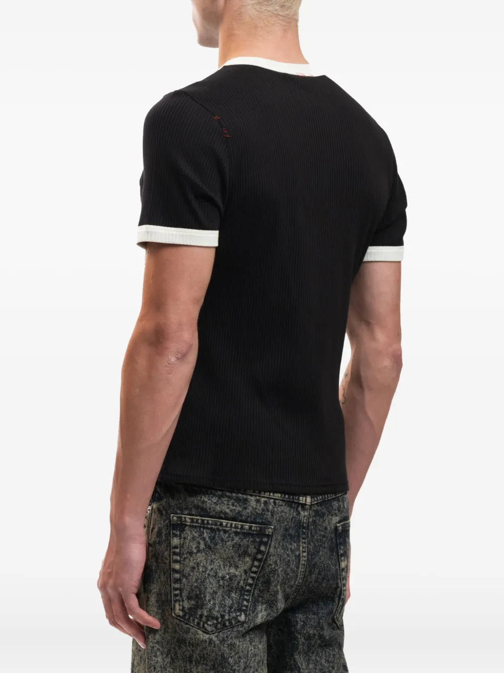 Marni Ribbed Ringer T-shirt Zwart