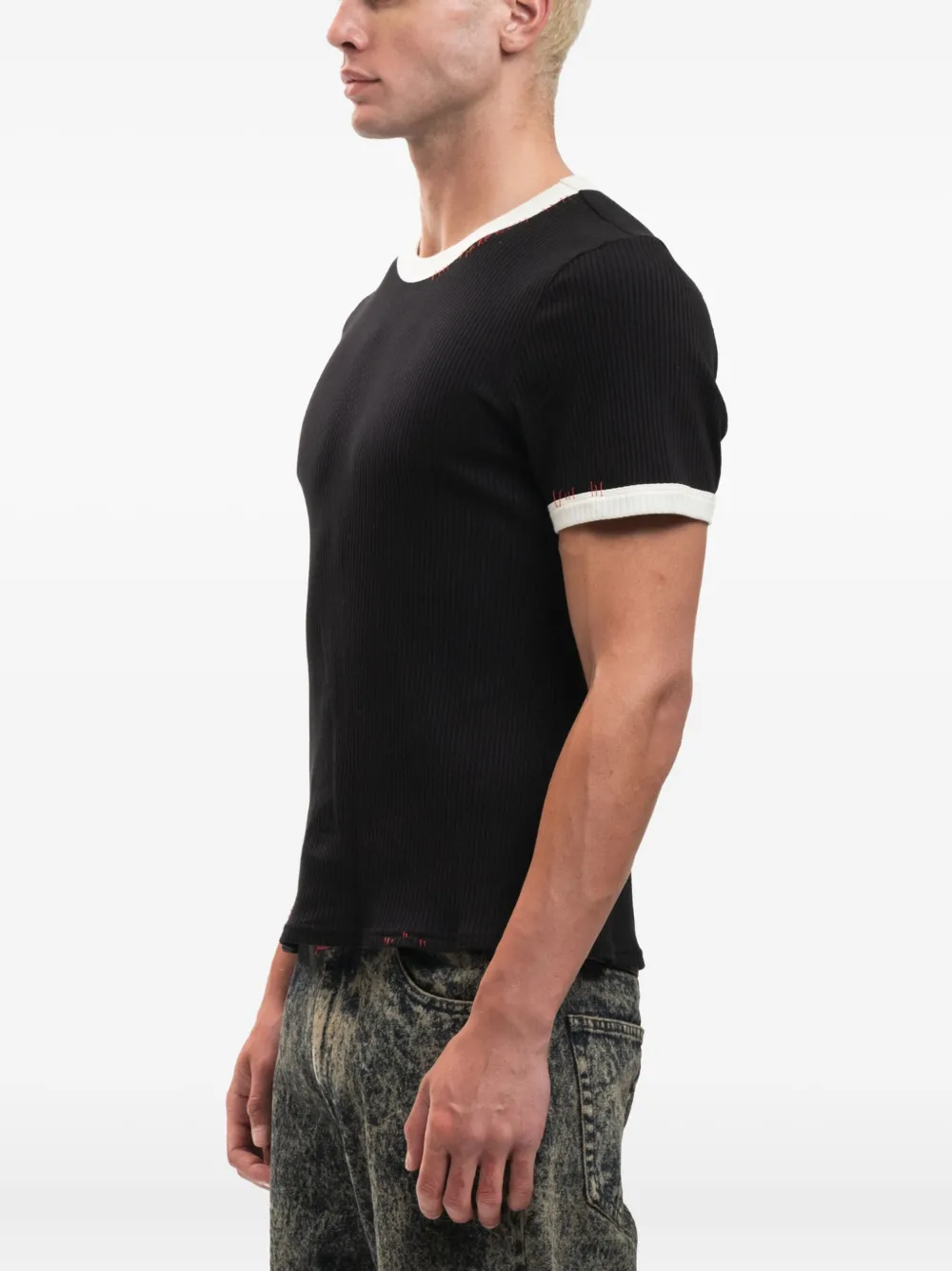 Marni Ribbed Ringer T-shirt Zwart