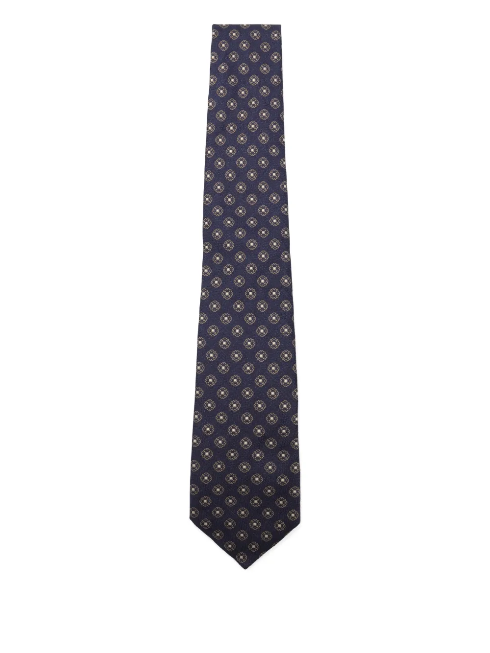 Canali Patterned Wool Tie In Blue