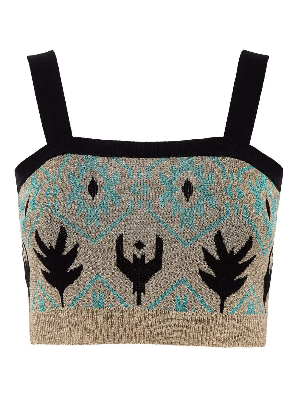 damask-pattern jacquard top