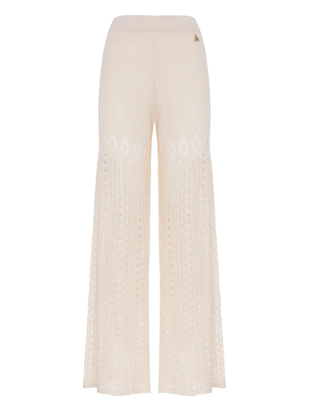 Akep knitted lace-insert trousers Beige