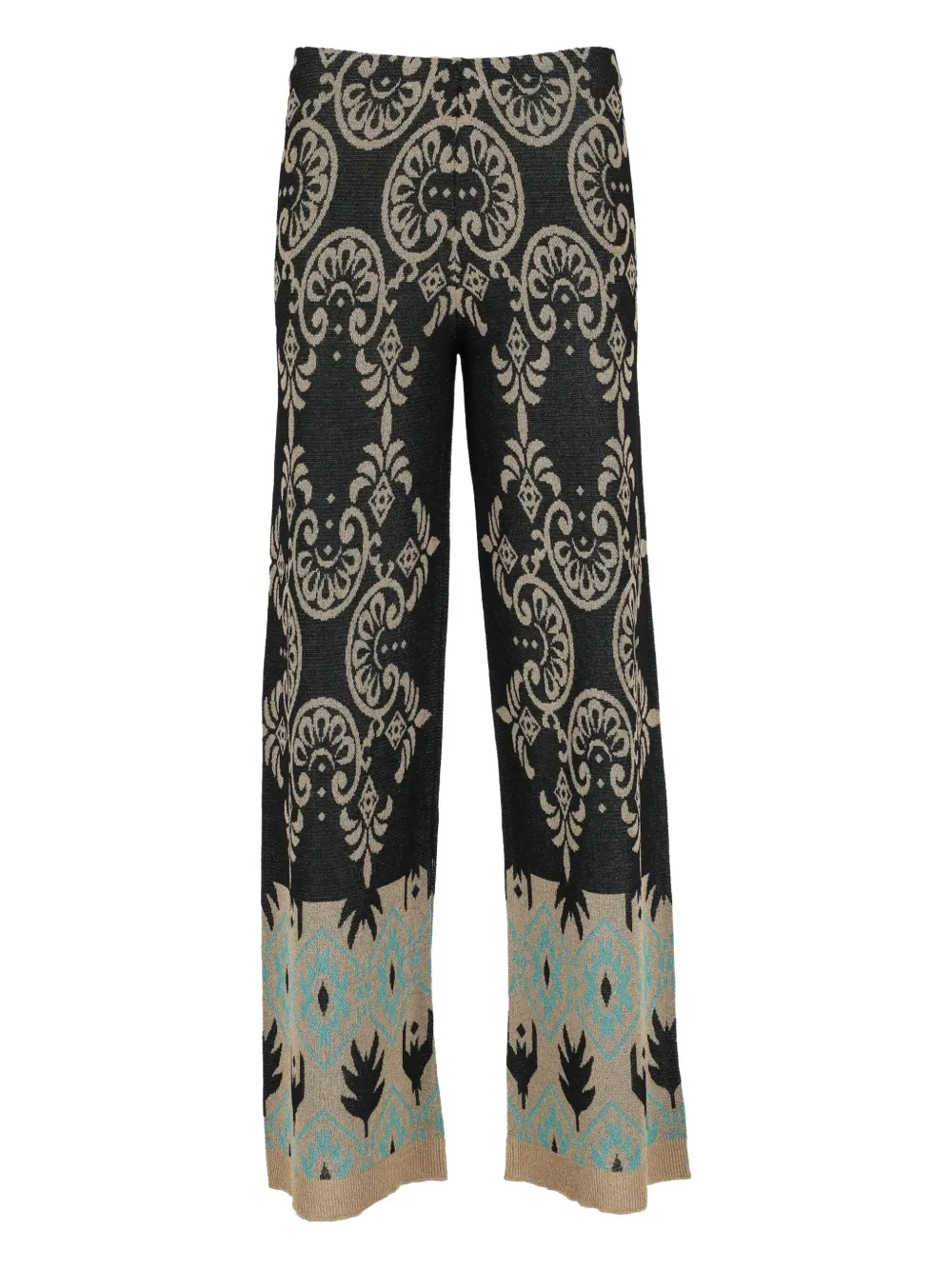 Akep damask-pattern trousers Zwart