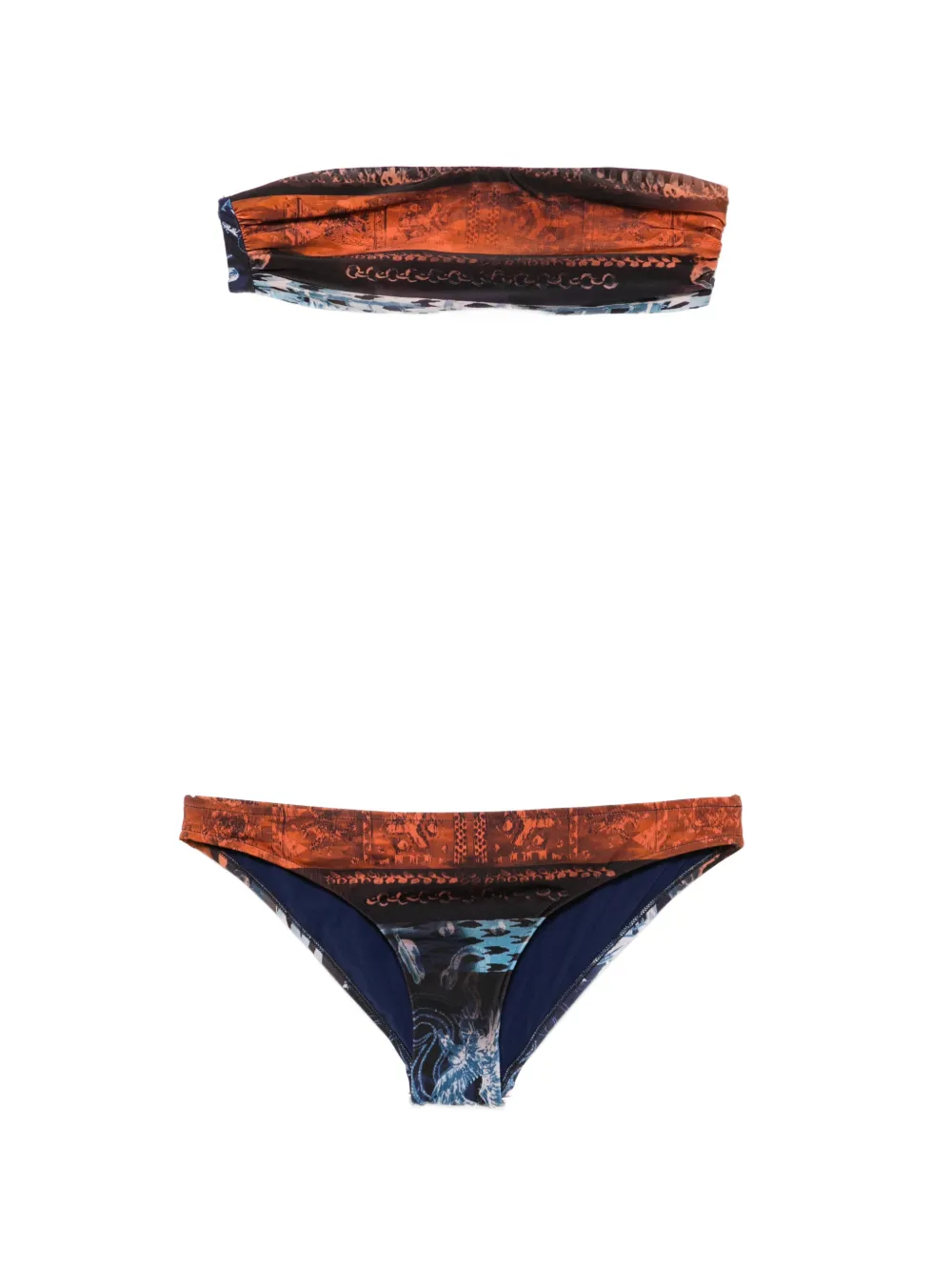 Balmain abstract-print bandeau bikini - Orange