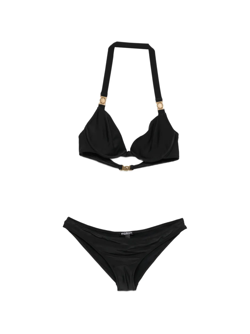 Balmain Top bikini con scollo all'americana - Nero