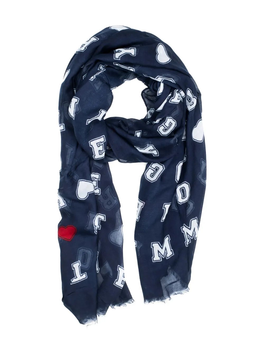 Tommy Hilfiger heart logo-print scarf - ブルー Tommy Hilfiger heart logo-print scarf - ブルー