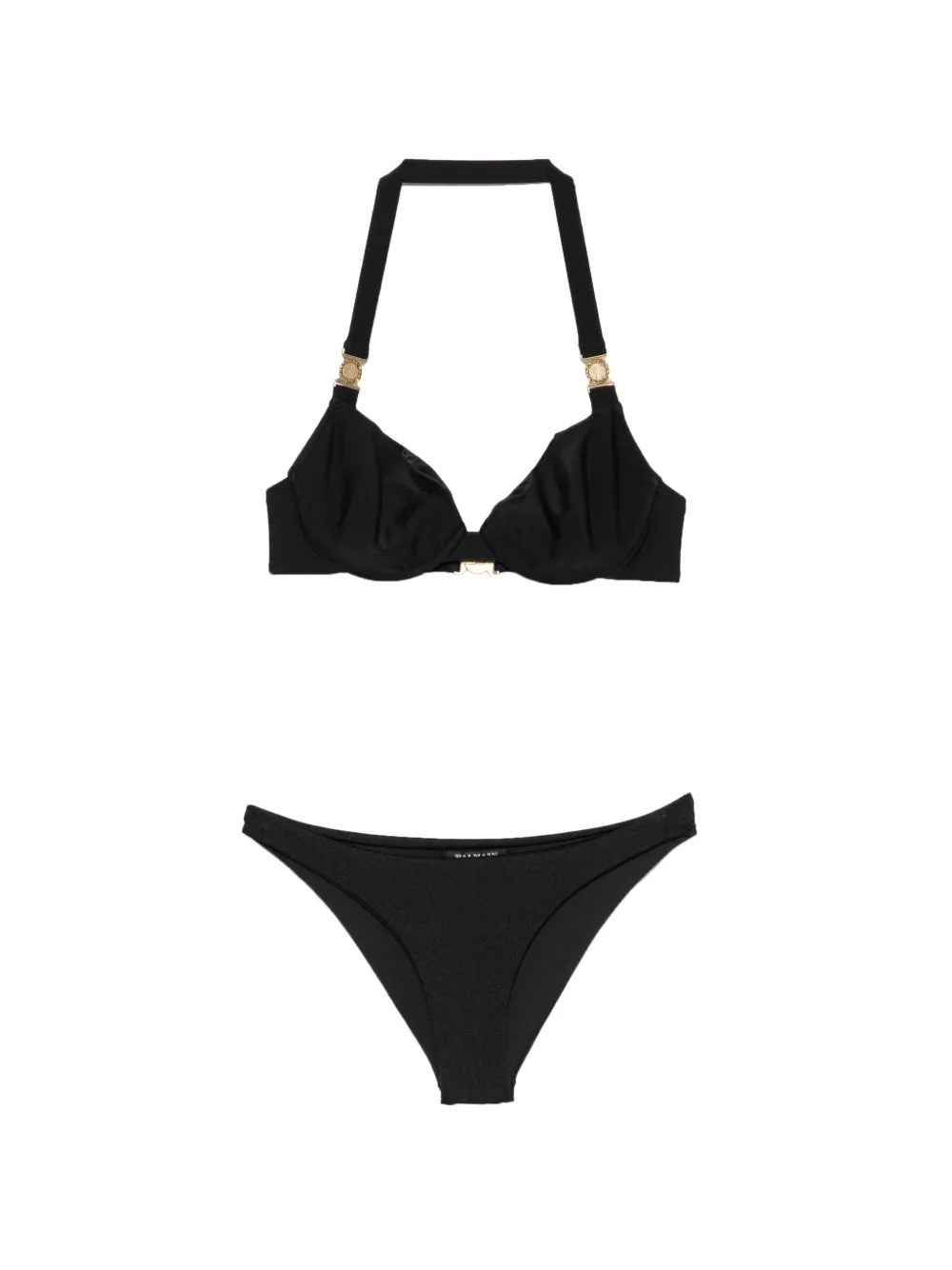 Balmain Bikini mit Logo-Schild - Schwarz