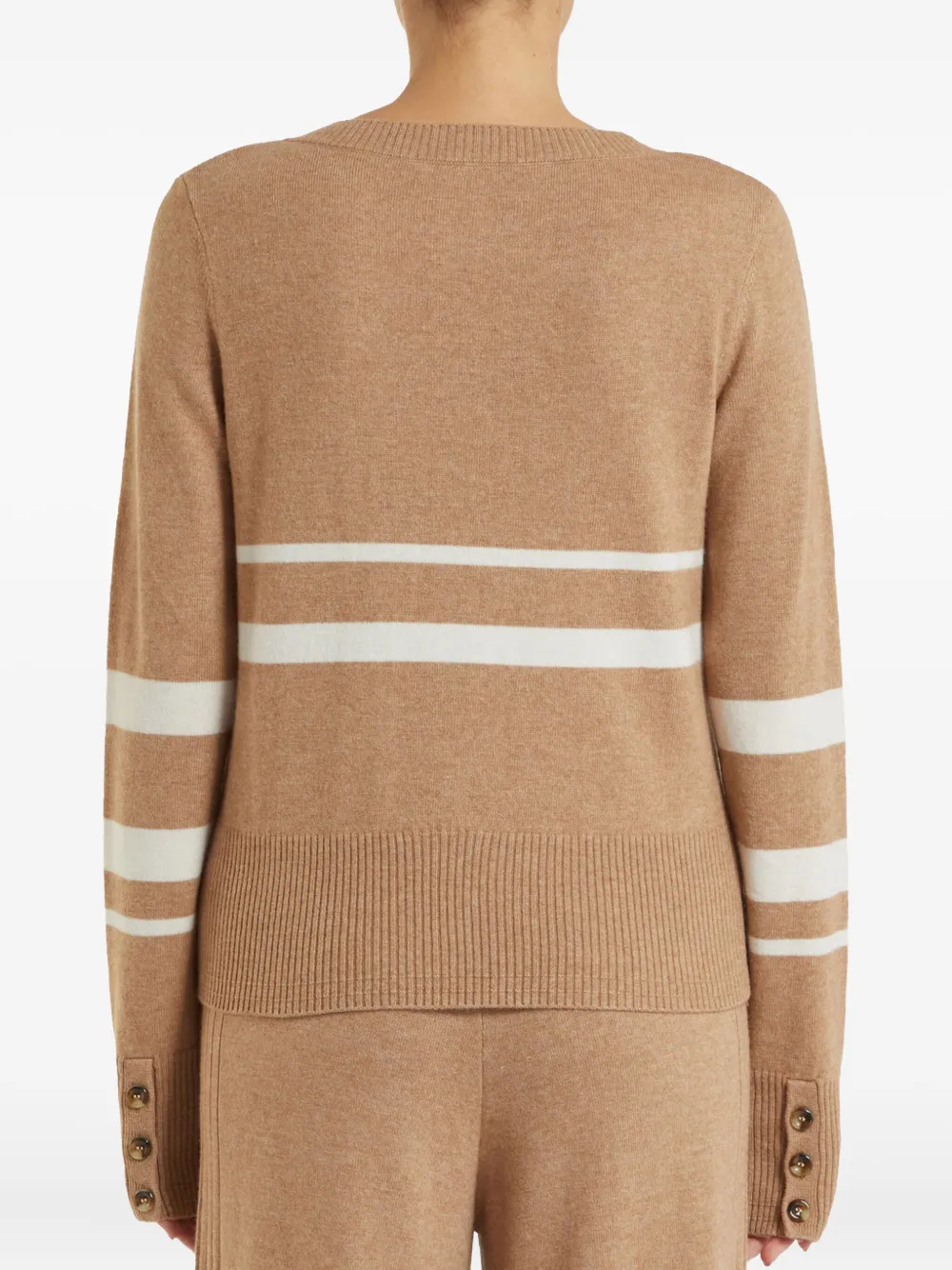 Pennyblack stripe-detail V-neck sweater Bruin