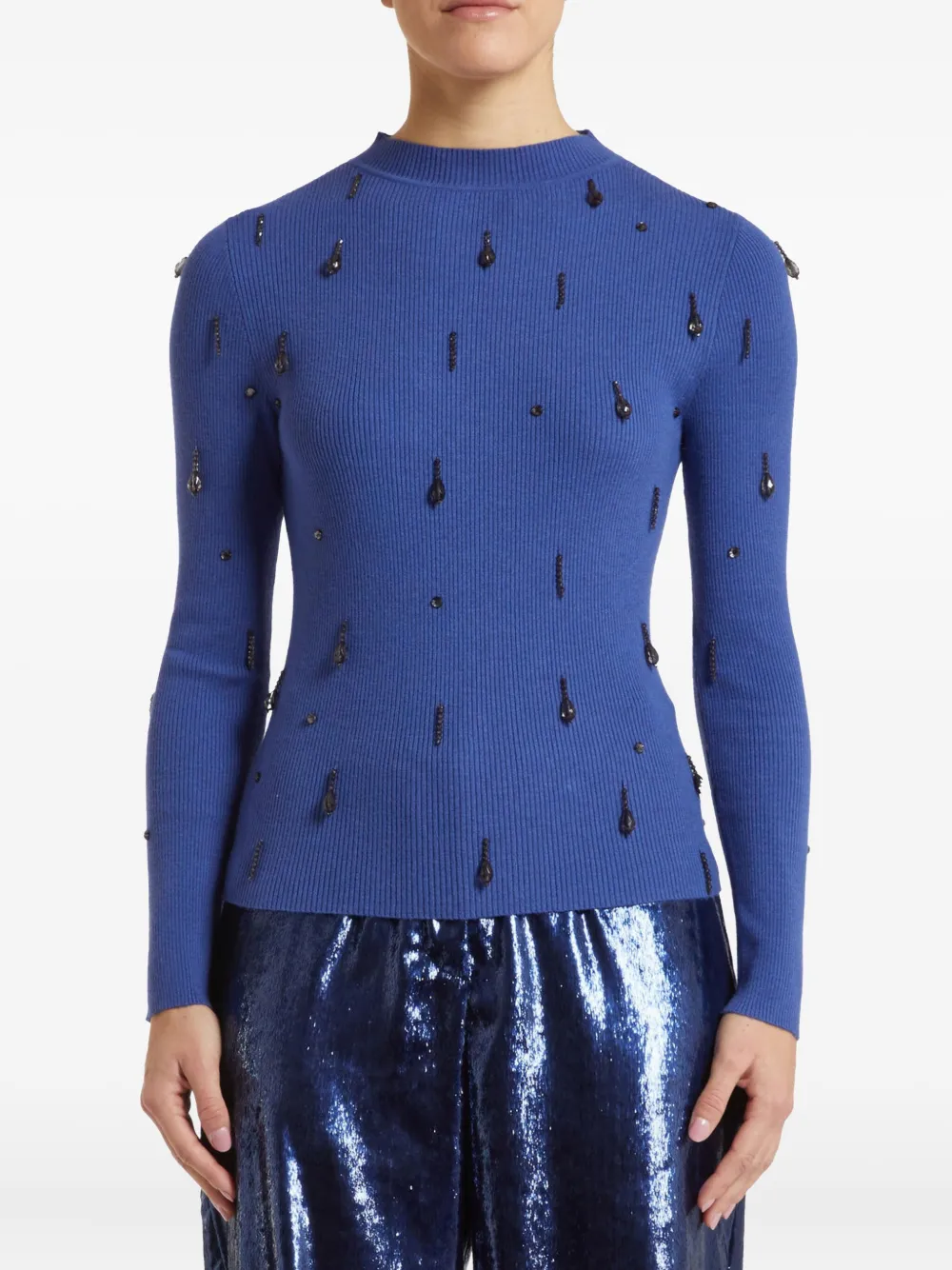 ribbed embellished sweater