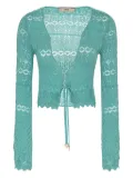 Akep lace-trimmed tie-front cardigan - Blue