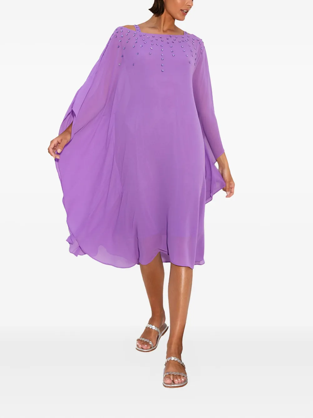 TWINSET embellished cape midi dress Paars