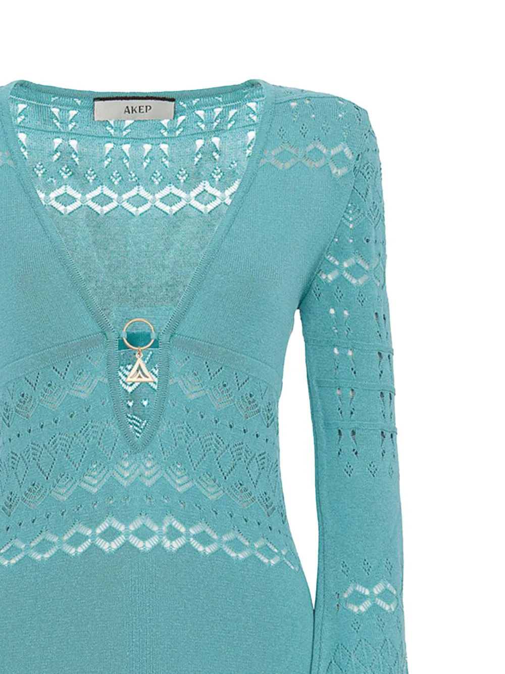 Akep Gebreide jurk met klokmouwen - Blauw