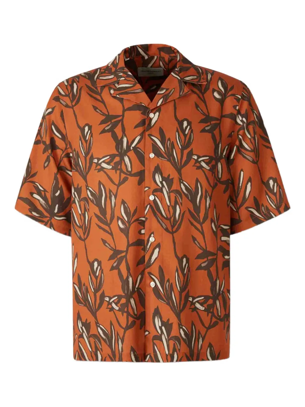Officine Generale Eren leaf-print short-sleeves shirt | Orange | Image 1