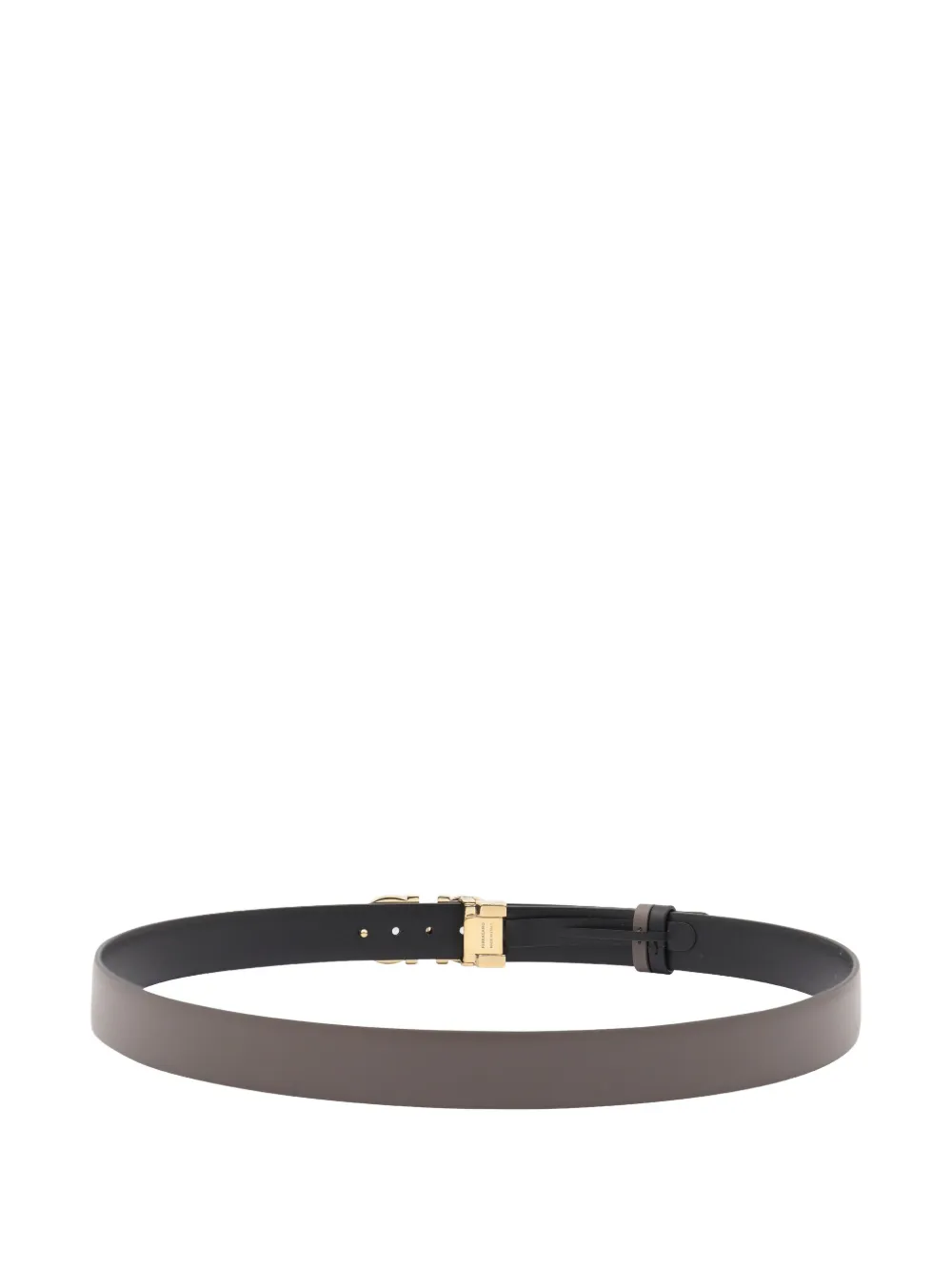 Ferragamo Gancini buckle leather belt CONCRETE NERO