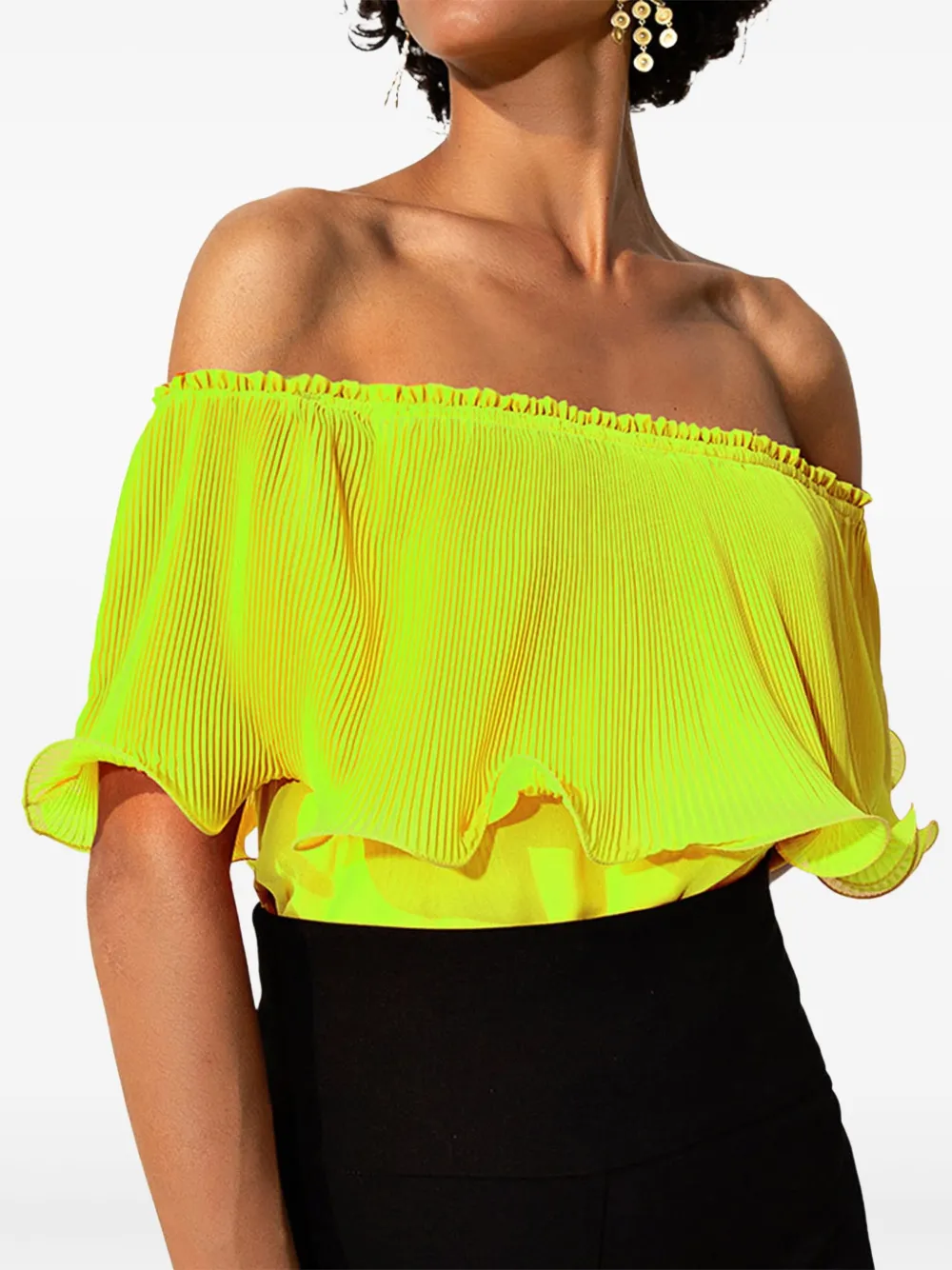 TWINSET pleated-panel off-shoulder top | Yellow | Image 1