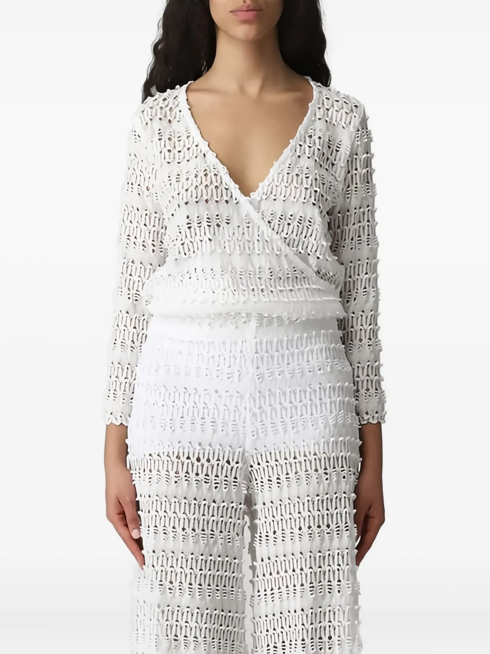 Hanita crochet-knit wrap top - Wit