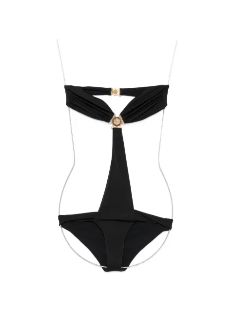 Balmain logo-plaque cut-out swimsuit