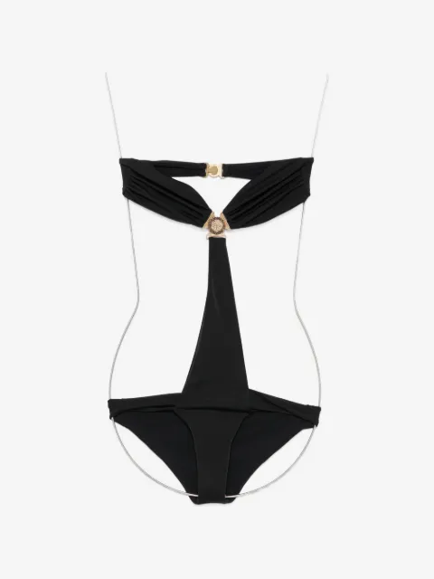 Balmain logo-plaque cut-out swimsuit