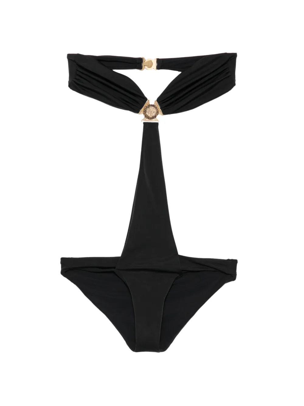Balmain logo-plaque cut-out swimsuit - Schwarz