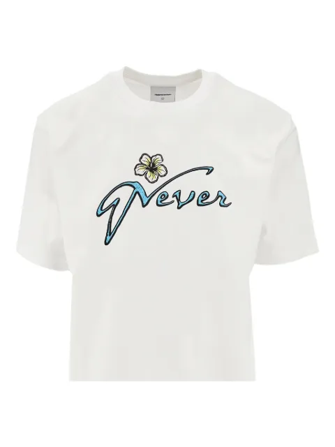 This Is Never That floral-embroidered script T-shirt