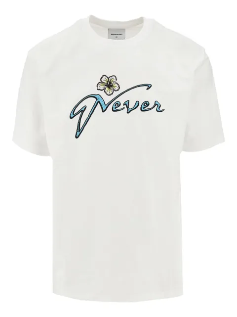 This Is Never That floral-embroidered script T-shirt