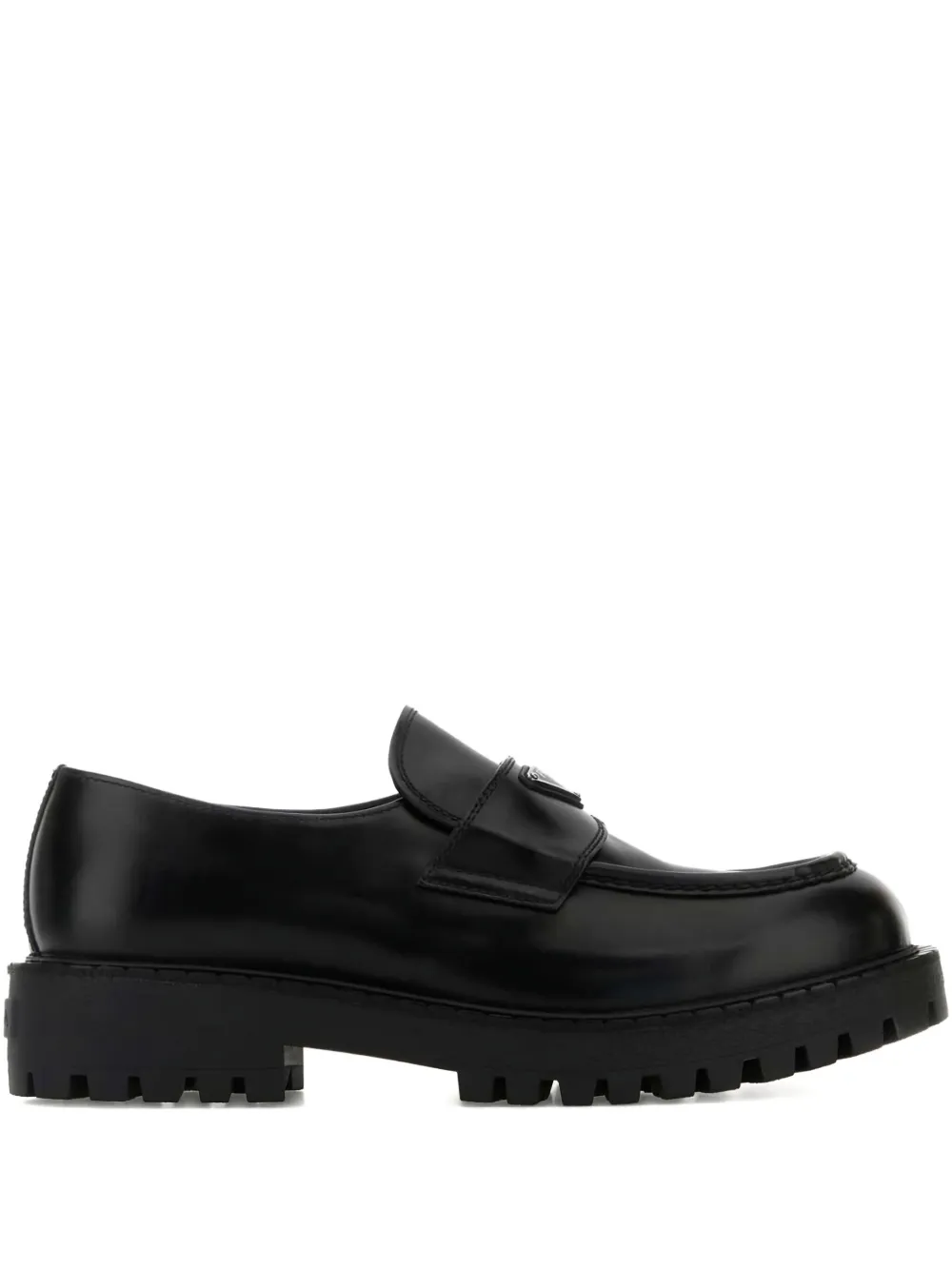 Prada Double Chocolate logo-plaque leather loafers | Image 1